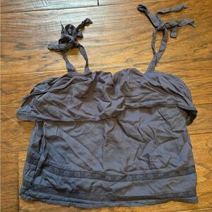 American eagle size small dark grey tank with a tie on the shoulders